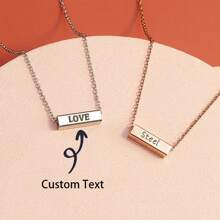 1 pièce Collier personnalisé tube creux, en acier inoxydable, longueur de chaîne 17,7 pouces + 1,97 pouces, peut être gravé, boîte gratuite