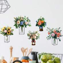 2 件/4 件墙贴玫瑰花网格花瓶绿植吊篮自粘墙贴适用于光滑墙壁客厅卧室走廊装饰不适合除尘不平整水泥空白墙面礼物生日毕业房间装饰家居装饰墙壁装饰浴室装饰卧室装饰房间装饰物品客厅装饰家居装饰客厅墙纸个性化贴纸 - 彩色 - 查看 8