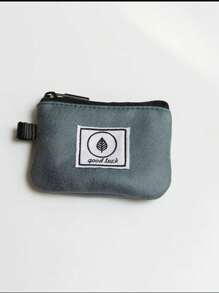 Mini monedero con estilo minimalista, pequeña cartera con cremallera y llavero accesorio con diseño con suerte para guardar artículos pequeños - Azul - Ver 4