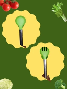 Pinzas multiusos de acero inoxidable para carne, pan, ensalada con fácil agarradera de silicón en varios colores - Verde - Ver 5