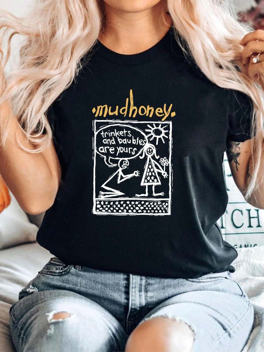 100% Cotton MUDHONEY READING FESTIVAL 1992 GREY T SHIRT Casual Unisex Breathable Graphic Homme Top For Everyday Wear Print Round Neck Short Sleeve Versatile Comfortable For Women Designer Clothes Streetwear Fashion Summer Slightly Soft Stylish Stretched