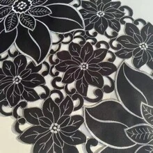 1pc Rectangular Spring Element Table Runner, Placemat - Suitable For Restaurants, Coffee Tables, Cabinets, Holiday Parties And Gatherings Decoration - Black - View 5