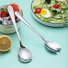 2pcs Salad Server Set, Stainless Steel Salad Spoon Salad Fork, Salad Serving Set For Home/Kitchen/Restaurant/Party/Easter/Mother's Day, Mirror Polished, Dishwasher Friendly