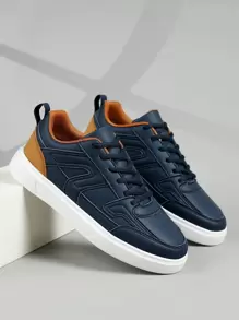 Men's Sports Casual Sneakers, Lace Up Soft Sole Flat Comfortable Skate Shoes For Men, Lightweight Low-Top Daily Shoes