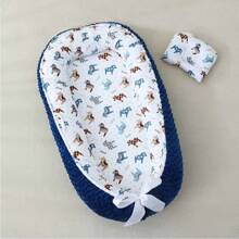 1 Set de colchoneta de lactancia portátil y resistente al aplastamiento con almohada, cuna de viaje para bebés