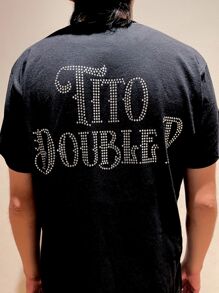Camiseta en Fina Pedrería Tito Double P logo en la espalda - Negro - Ver 4