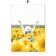 1 pieza de girasol de primavera, molino de viento de limón, casa de campo, flores amarillas, paisaje, carteles, arte de pared, pintura en lienzo para pasillo, decoración interior del hogar, sin marco