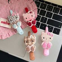 Sanrio 4pcs Large Plaid Sitting Posture KT Pointed Nose Clip Ins Girl Heart Versatile Japanese Bangs Side Clip Cartoon Headpiece For Girls