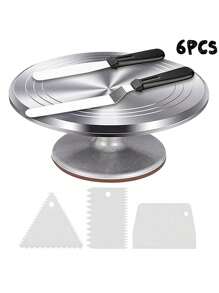 Bộ dụng cụ trang trí bánh 6 món - Đĩa xoay bánh bằng hợp kim nhôm, đầu trang trí bánh được đánh số và dụng cụ phủ kem để nướng bánh cupcake, bánh quy, bánh nướng xốp, dụng cụ nhà bếp tất cả trong một Bộ dụng cụ trang trí bánh 6 món - Nhiều màu - Xem 14