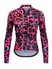 HISERWA Conjunto de jersey de ciclismo de manga corta con estampado de leopardo morado, jersey de ciclismo transpirable y de secado rápido para mujer, jersey de ciclismo de manga larga transpirable y de secado rápido para bicicleta de montaña - Rosa - Ver 5