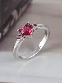1 Peça Elegante e Romântica Anel com Forma de Coração de Alta Qualidade e Brilhante, com Zircônia, Presente Surpresa para Mulheres Perfeito para Proposta, Casamento, Visual Diário, Aniversário
