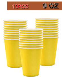 10pcs/Pack 9oz Disposable Paper Cups, Paper Coffee Cups, Disposable Drinking Cups, Hot & Cold Beverage Paper Cups, Suitable For Holding Hot Water, Juice, Ideal For Parties, Picnics, Holidays, Birthdays, Bridal Showers, Available In Multiple Colors