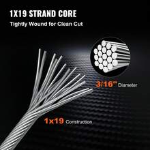 316 Or 304 Stainless Steel Cable, 100-500FT Stainless Steel Wire Rope Of 5/32" Or 1/4" Or 1/8" Or 3/16" Diameter And 1x19 Or 7x19 Or 7x19 Construction, 3300-4700 LBS Breaking Strength Steel Cable For Deck Rail String Lights Hanging Porch Fence DIY Baluster - 316 Steel Wire Rope Cable, 3/16", 1x19, 500 Ft - View 4