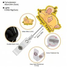1pc/2pcs/3pcs Sleepy Platypus Humorous Badge Reel Holder - ABS Resin, Yellow With Pink Ears & "Always Tired" Text - Ideal For Office Workers, Teachers, Students, Nurses,School Supplies,Back To School - Multicolor - View 3