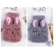 Calentador de manos de peluche con conejo entrecerrado los ojos, removible y lavable, bolsa de agua caliente rellena de agua - Multicolor - Ver 19