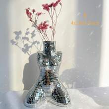 Silver Handmade Ceramic Disco Ball Vase, Creative Disco Floral Vase For Flowers And Plants, Boho Home Decor, Available In Multiple Sizes, Birthday Graduation Gift, Home Decoration, Room Decor, Glass Vase - Silver - View 15