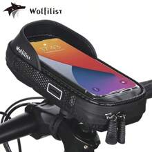 MultiDirectional Adjustable Bike Bag Cycling Waterproof Front Top Tube Touch Screen Phone Hanging Pocket With Mount Holder Stand - Black - View 1