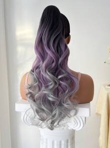 multicolor 3 color cosplay con clip Extensión de coleta también disponible en onda estilo con sintético material púrpura Pelo postizo para mujeres - Multicolor - Ver 11