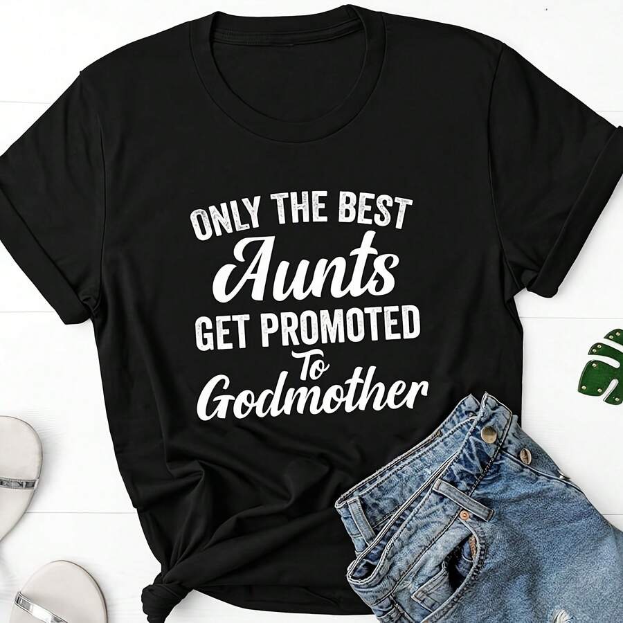 Solo las mejores tías son promovidas a madrinas, camiseta para mujer, camisetas para madrinas, regalos para madrinas, camiseta para futuras madrinas, madrinas - Negro - Ver 1