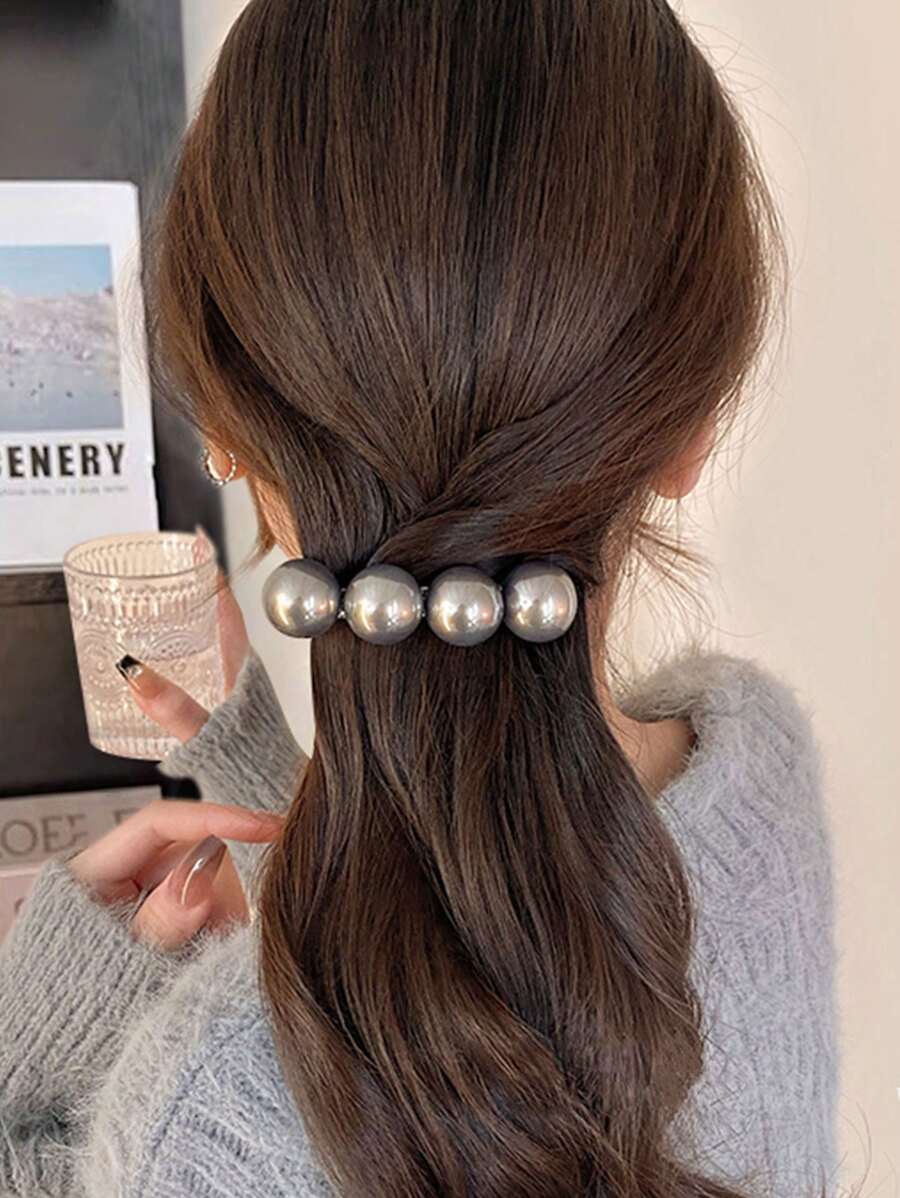 2025 New French Style Big Pearl Hairpin Female Back Of The Head ...