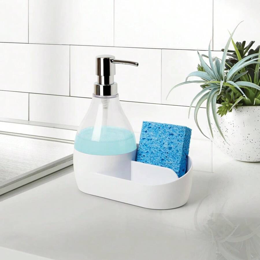 Soap Pump And Sponge Holder, Soap Dispenser With Built-In Caddy, 17.1 ...