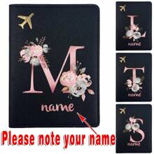 Custom Name Initial Passport Holder Stylish Personalized Faux Leather Passport Cover Texture Design For Travel School Lightweight Foldable Travel Accessories Ideal Gift - Multicolor - View 10