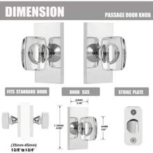 Crystal Glass Passage Door Knobs Interior, Modern Polished Chrome Door Knobs Heavy Duty For Closet Hallway