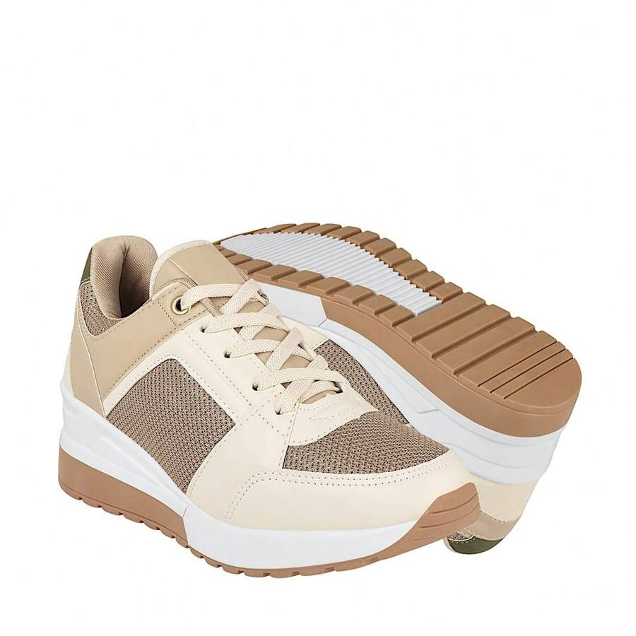 TENIS CASUALES DAMA STYLO 16470 SIMIPIEL BEIGE - Beis - Ver 1