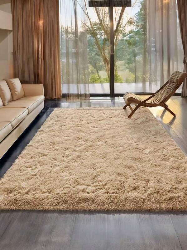 1 Stück, Feiertags-Dekoration, Langflor Kunstfell Teppich, rechteckiger kamelfarbener Langflor-Teppich, weich und hautfreundlich, schaumstoffgepolstert, leicht zu reinigen, für Sofa, Couchtisch, Eingangsbereich, Schlafzimmer, Wohnzimmer, Wintergarten, flauschige Struktur, pflegeleichter Luxus-Teppich für die Heimdekoration