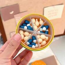 1pc Pill Case In Hamburger Shape, With Multiple Compartments For Easy Medication Organization. Ideal For Travel, Home, And Office Use. Its Compact Design Ensures Portability, Perfect For Storing Daily Pills, Vitamins, And Supplements.