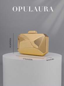 OpulAura Glitter Metal Mini Box Banquet Clutch Charming, Elegant And Luxurious Evening Dress Matching Bag High-End Geometric Box Dinner Bag Women's Clutch For Evening Use Suitable For Formal Parties/Dances/Fashion Cocktail Parties/School Opening Parties/Weddings/Dates And Other Occasions Delivery Chain Can Be Carried Crossbody Or On Shoulder, Prom Bag For Party, Clutch Bag For Wedding