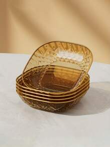 5 Pieces Gold Square Snack Serving Trays Set, Plastic Plates For Appetizers, Desserts, Fruits, Kitchen Accessories, Tableware Essentials - Perfect For Home And Restaurant - Multicolor - View 14