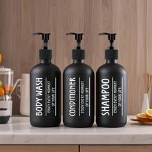 LEAPAIR 2/3 buc 500 ml PET bucătărie săpun dispenser sticle cu etichetă/tavă, sticlă cu pompă neagră mată săpun de vase săpun de mâini, sticlă cu pompă șampon gel de duș dozator de corp articole de toaletă sticlă reîncărcabilă pentru săpun de vase/șampon/săpătură de mâini/balsam/loțiune/săpun de mâini/săpătură de corp/săpătură de față decor baie acasă înapoi la școală