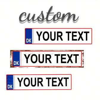 Placa de matrícula personalizada estilo danés - 16x4 pulgadas Señal de metal vintage, resistente al agua y a los rayos UV, adecuada para decoración interior/exterior, regalo de vacaciones, sin necesidad de energía, regalos de cumpleaños, graduación, impresión gráfica