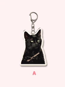 1 件可爱亚克力黑猫钥匙扣、指甲猫钥匙扣/美女猫钥匙扣/蝴蝶结猫钥匙扣/战士猫钥匙扣/淘气猫钥匙扣。非常适合男朋友、女朋友、家庭成员、友谊钥匙扣/女士钥匙扣/包包挂饰/钥匙扣汽车配件学校哥特 Y2k 万圣节配饰教师节圣诞节礼物创意