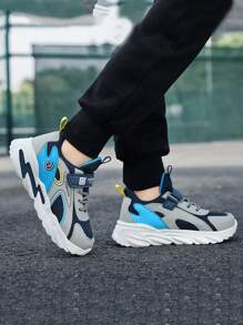 Kids Shoes, New Children Sports Shoes, Boys Mesh Breathable Running Sneakers - Black and White - View 4