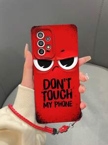 1pc TPU Matte Eyeball Black Letter Print Phone Case, Compatible With Apple Compatible With Redmi Compatible With Oppo Phones, Random Camera Hole Design - Multicolor - View 3