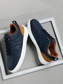 Men's Sports Casual Sneakers, Lace Up Soft Sole Flat Comfortable Skate Shoes For Men, Lightweight Low-Top Daily Shoes