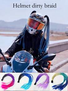 Helmet Suction Cup Dreadlock Decoration For Motorcycles, Motorbikes, Delivery Scooters, Cool Braids Helmet Accessories - Multicolor - View 1