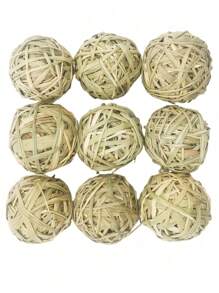 1/2/3pcs Pure Natural High-Fiber Seagrass Hand-Woven Balls, Suitable For Rabbit, Hamster And Other Small Pets To Chew & Grind Teeth, All Seasons