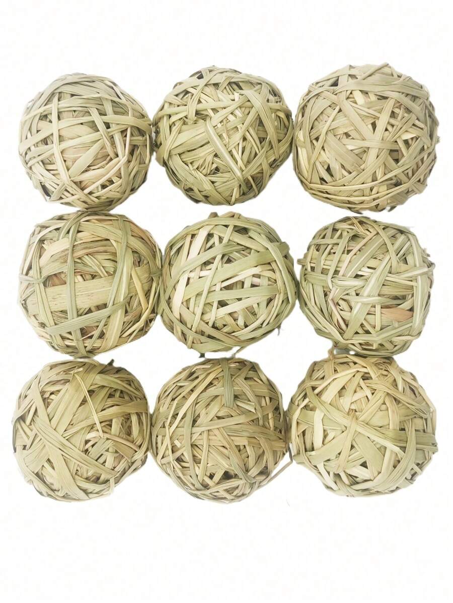 1/2/3pcs Pure High-Fiber Seagrass Hand-Woven Balls, Suitable For Rabbit, Hamster And Other Small Pets To Chew & Grind Teeth, All Seasons - Multicolor - View 1