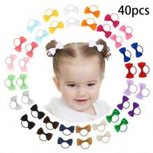 4/20/40 pezzi Fiocchi per capelli multicolore da 2 pollici per bambine, mini fiocchi boutique, elastici per capelli con nastro, accessori per capelli per bambini, bambine e neonati, ideali per San Valentino