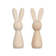 5 件复活节木制兔子雕像、仿彩绘小木偶、木制兔子饰品 - 黃色 - 查看 5