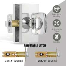 Crystal Glass Passage Door Knobs Interior, Modern Polished Chrome Door Knobs Heavy Duty For Closet Hallway