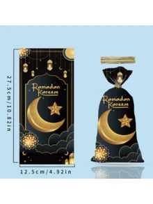 50 个星月图案印花礼品袋、黑金系列主题风格、塑料玻璃纤维礼品袋、生日、家庭、节日、派对装饰用品、趣味礼品包装袋、礼品盒、盒子、伴娘礼物、礼品袋、礼品袋、袋子、礼品袋纸、小礼品袋、粉色礼品袋、包装袋、单身派对礼品袋、节日、家居装饰