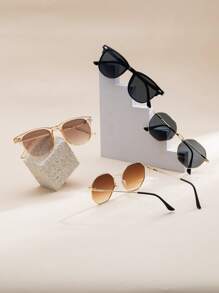 1 Pair/4 Pairs Kids Geometric PC+Metal Frame Fashionable Fashion Glasses For Street Style