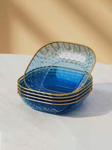 5 Pieces Gold Square Snack Serving Trays Set, Plastic Plates For Appetizers, Desserts, Fruits, Kitchen Accessories, Tableware Essentials - Perfect For Home And Restaurant - Multicolor - View 15