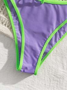 New Soft Front-Tie Adjustable Dual Skinny Strap Backless Beach Party Spaghetti Strap Bikini Set, Summer Beach Fashionable Elegant Ladies Swimwear