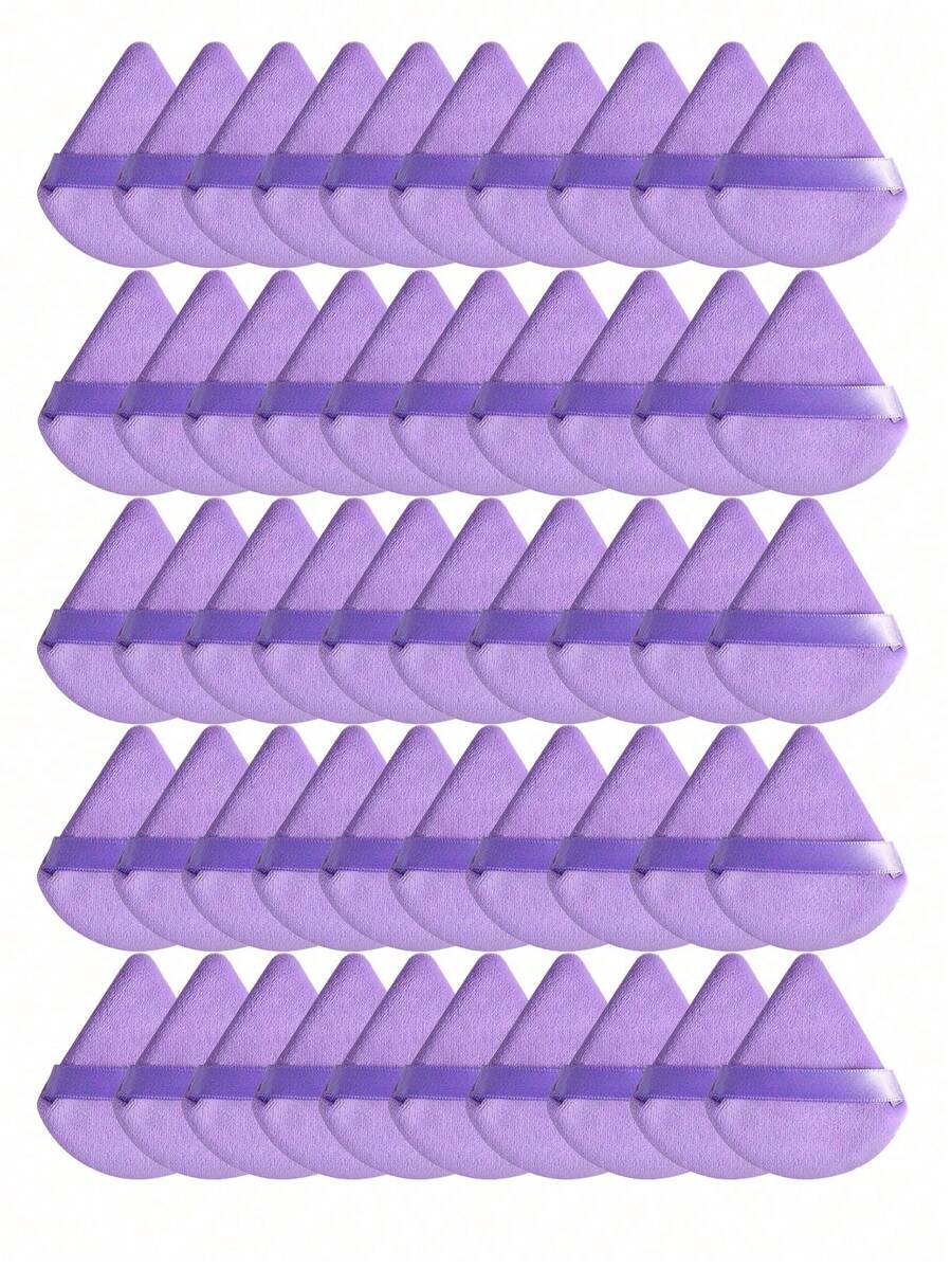 50pcs Triangular Velvet Makeup Powder Puff, Facial Powder Puff, Reusable Makeup Powder Puff, Facial And Eye Makeup Powder Puff,Makeup,Cheap,Room Decor,Vanity,Travel,Bedroom,Makeup Accessories,Puff,Makeup Blender,Powder Puff,Makeup Sponge,Cheap,Stocking Stuffers,Makeup,Makeup Tools,Cheap Stuff,Gifts,Gifts For Women,Christmas Gifts - Purple - View 1