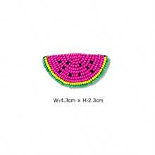 1pc Handmade Beaded Cute Fruit Patch | Lemon & Watermelon Decorative Sticker, Suitable For DIY Clothing, Bags, Shoes, Requires Hand Sewing/Adhesive Glue